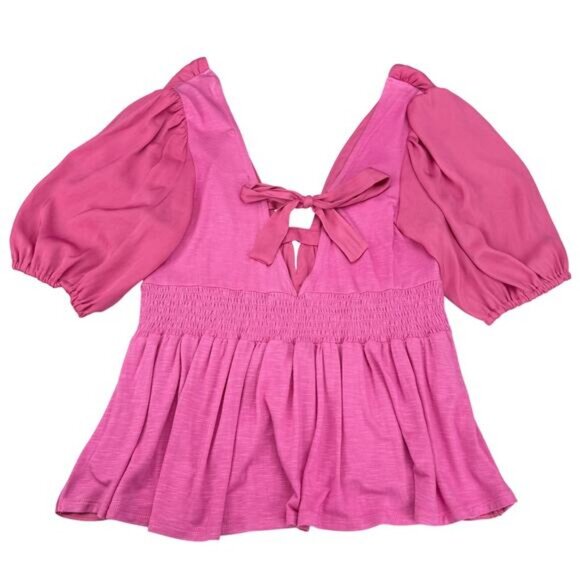 Anthropologie Dolan Cut-Out V-Neck Top In Pink Size Small - Picture 4 of 5